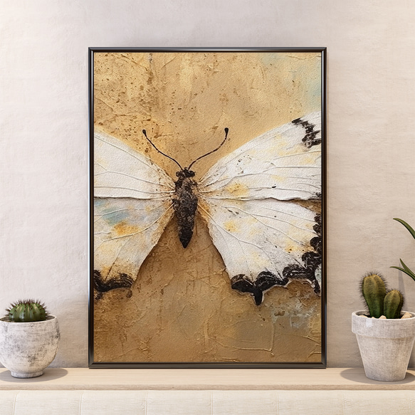 モダン 抽象画 蝶々 油絵風  / インテリアポスター 海外アート ３枚セット / 5128 5枚目の画像