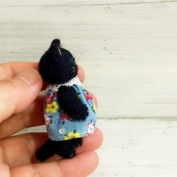 羊毛フェルトの猫人形(黒猫)テディベア風首手足可動 6枚目の画像