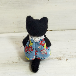 羊毛フェルトの猫人形(黒猫)テディベア風首手足可動 7枚目の画像