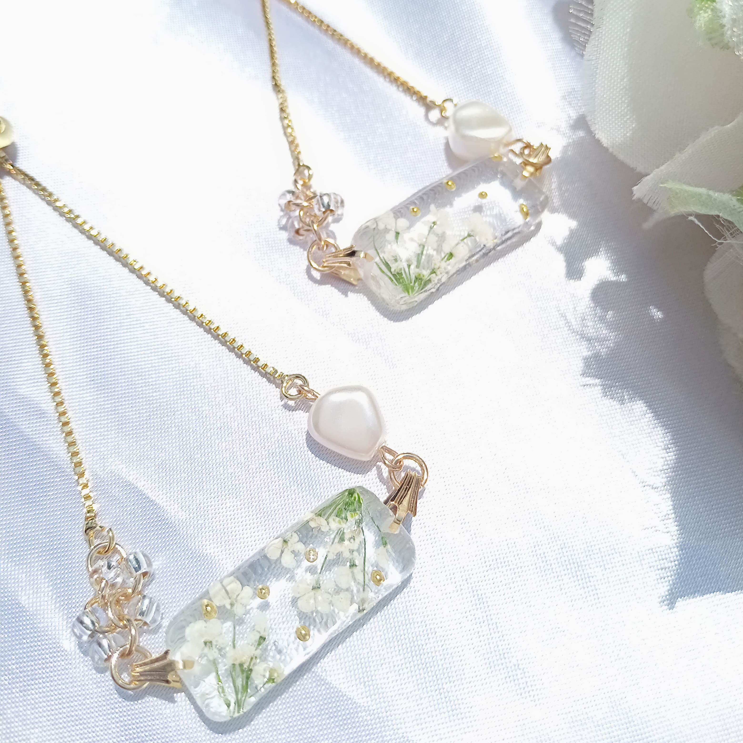 本物の押し花】レースフラワーのブレスレット♡ ブレスレット MS