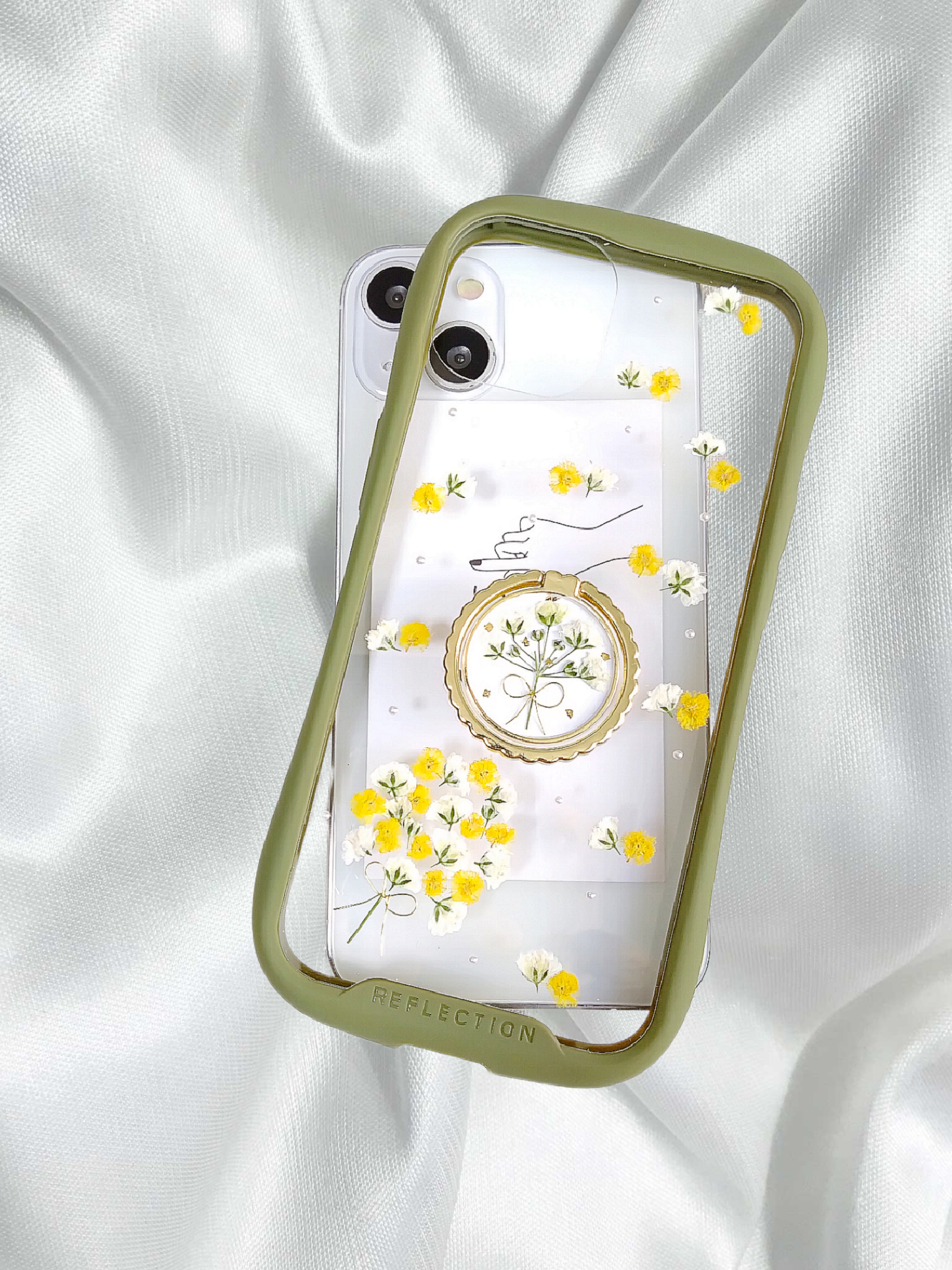 【ミモザ2025】iPhoneケース　スマホケース　スマホリング 付き　ミモザの携帯カバー