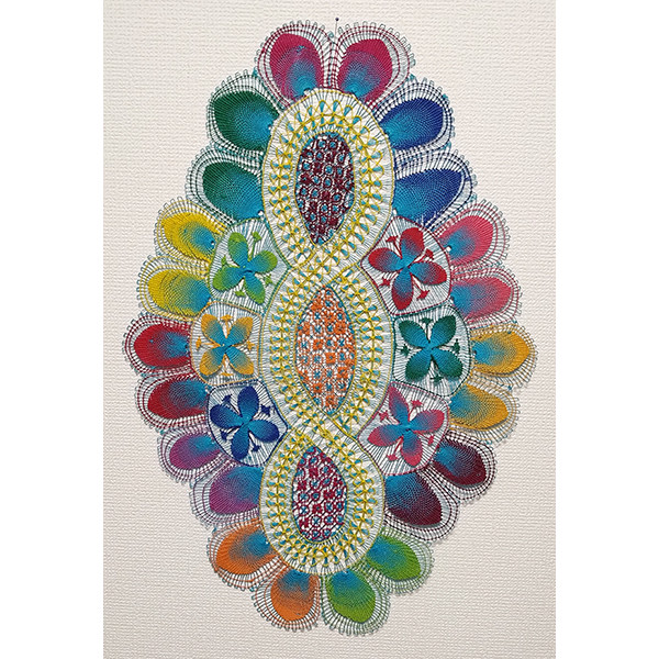 ニャンドゥティレースのテーブルセンター マルチカラー 58cm x 38cm