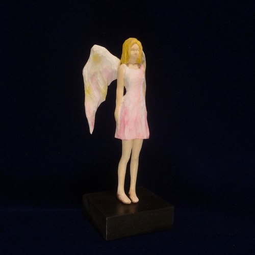 木彫刻 アート『 天使 』 エンジェル 芸術 アート 女性 ハンドメイド