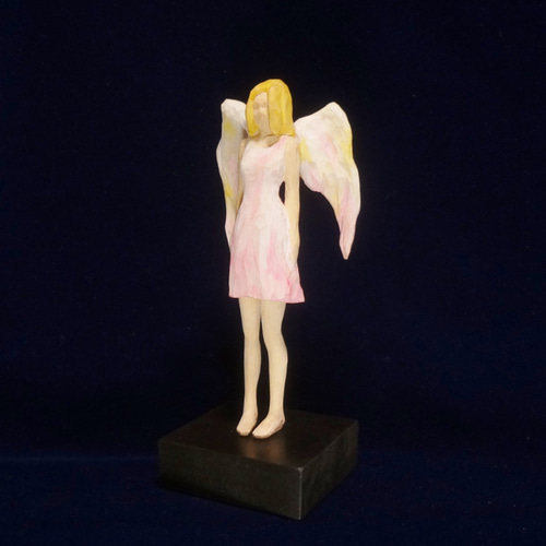 木彫刻 アート『 天使 』 エンジェル 芸術 アート 女性 ハンドメイド