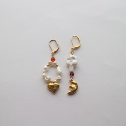 Moon & Heart pearl pierce(earring) 2枚目の画像