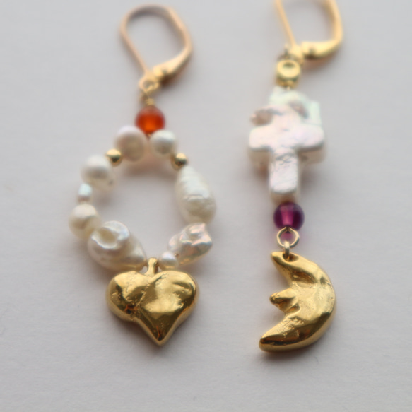 Moon & Heart pearl pierce(earring) 3枚目の画像
