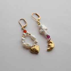 Moon & Heart pearl pierce(earring) 1枚目の画像