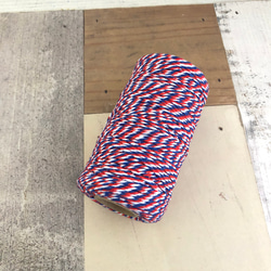 035・赤×青×白（トリコロール）100m　タグ紐　ラッピング　撚り紐　海外雑貨 1枚目の画像