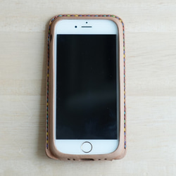 【新作】手縫い本革のiPhoneSE3  カバー（ホック付き） ケース　栃木レザー【名入れ無料・選べる革とステッチ】 2枚目の画像