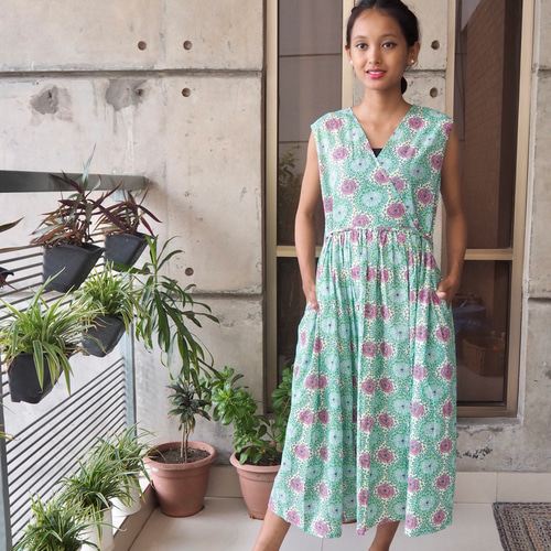 インド綿カシュクールノースリーブワンピース ワンピース Jonno 通販