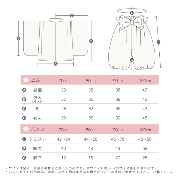 ベビー袴 ハナサラサ×くすみブルー 70/80 12枚目の画像