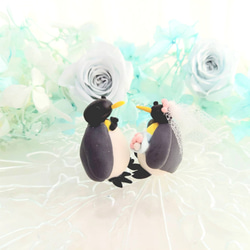 【結婚祝いに人気!!】ウエディングペンギン登場!!氷の世界に咲く薔薇(サムシングブルー)♡ラッピング無料 3枚目の画像