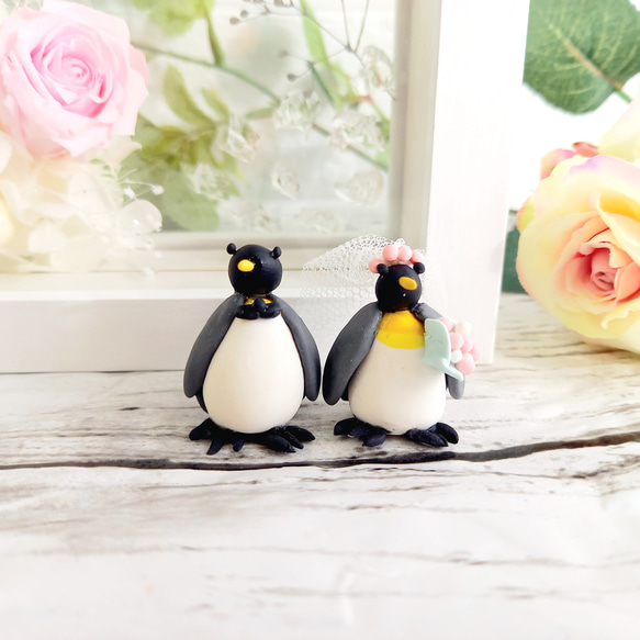 【結婚祝いに人気!!】ウエディングペンギン登場!!氷の世界に咲く薔薇(サムシングブルー)♡ラッピング無料 4枚目の画像