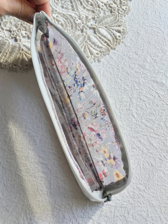 筆盒 細長牙刷盒 L 型拉鍊透明袋 野花 Liberty 層壓板 ♡“英國野花圖鑑” 第5張的照片