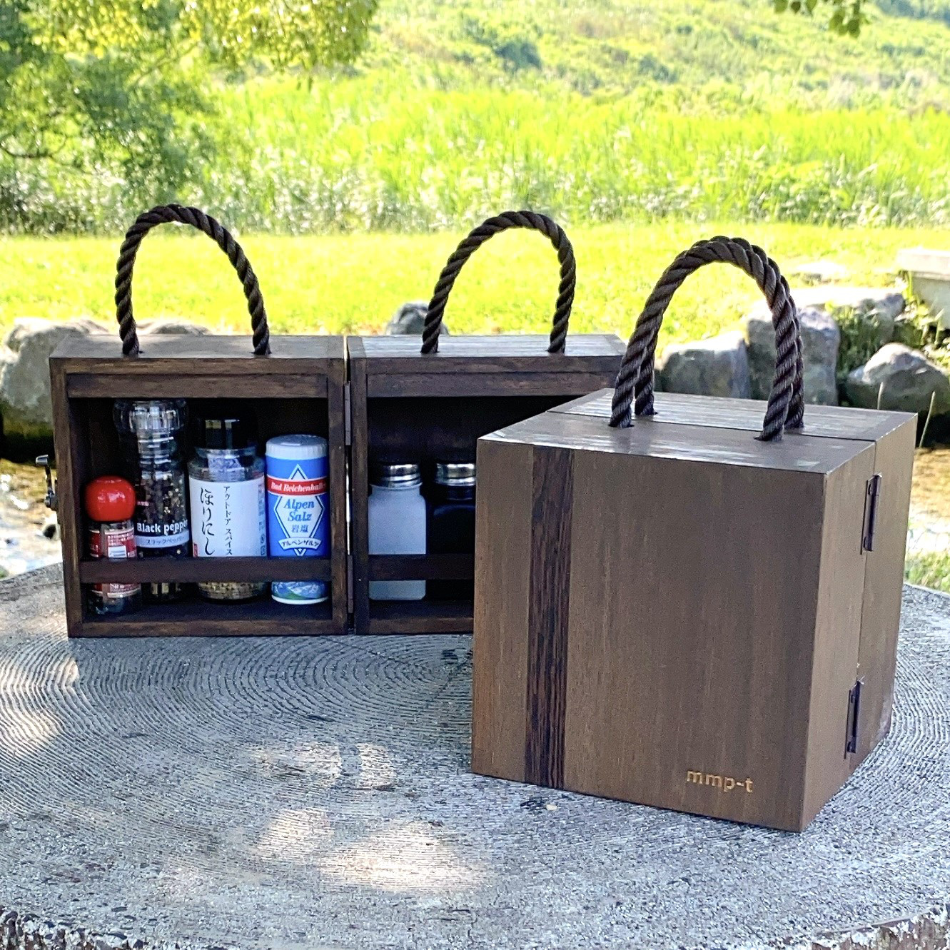 【名入れ文字入れＯＫ！】スパイスボックス『ＣＵＢＥ』　古色ブラウンカラー