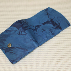 日本製造正品靛藍染色羊皮盒型三折錢包 第4張的照片