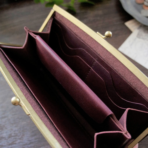 ラスト一点 限定早割】スリムタイプのがま口長財布◇がま口◇ダーク