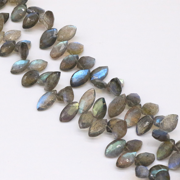 AG-Beads-07 天然石 ラブラドライト マーキスカット 約10～12mm 1連 約19cm 2枚目の画像