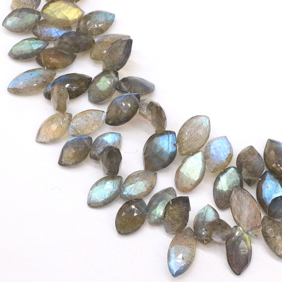 AG-Beads-07 天然石 ラブラドライト マーキスカット 約10～12mm 1連 約19cm 4枚目の画像