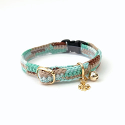 チョコミント&コットンキャンディ　猫さんにやさしい首輪【かぎ針編み　猫の首輪　猫　首輪　セーフティバックル　軽い】 12枚目の画像