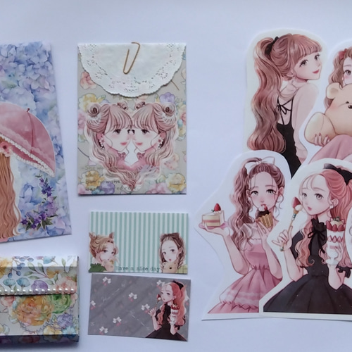 送料無料】おすそ分け 平袋 蛇腹お財布風 中身30点 七色の海様