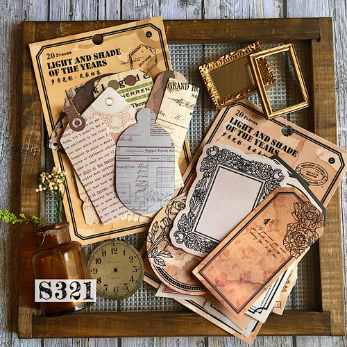 送料無料【S321コラージュ素材】海外シール タグ フレーム