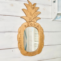 パイナップル型壁掛けミラー ミラー 鏡 壁掛け ウォールミラー パイナップル型 ラタン 壁掛けミラー
