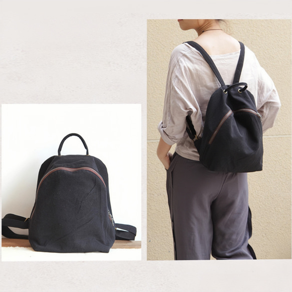 背包，簡約，緊湊，輕便，帶後袋，4 種顏色 第11張的照片