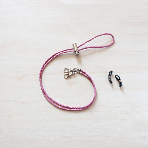 率性簡約丨調整式 眼鏡繩 口罩掛繩 項鍊 多功能小物-藕粉 第3張的照片