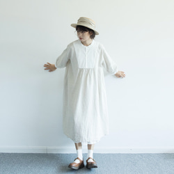 米白色 雨露亞麻 復古法式洋裝 罩裙 日系森系連衣裙 第4張的照片