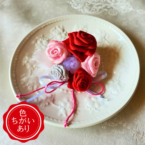 コサージュ ブローチ 薔薇 ローズリボン 巻きバラ プレゼント 卒入学 