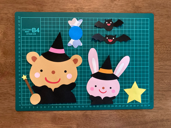 くま＆うさぎ　ハロウィン　壁面飾り　壁面 2枚目の画像