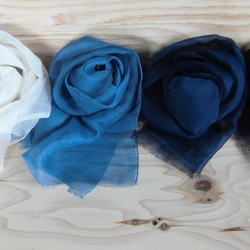 麻ストール　藍染　藍　小千谷縮 5枚目の画像