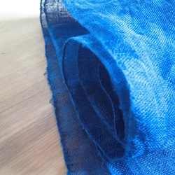 麻ストール　藍染　藍　小千谷縮 3枚目の画像