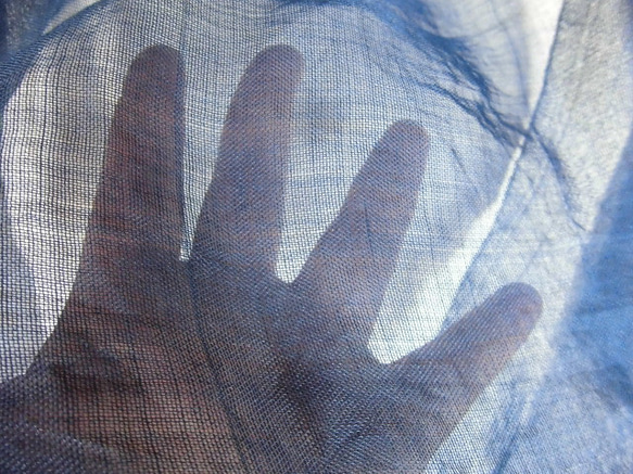 麻ストール　藍染　藍　小千谷縮 4枚目の画像