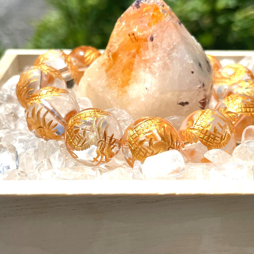 運命を好転させる数珠】16ミリ 風水神 皇帝龍 本水晶 クリスタル