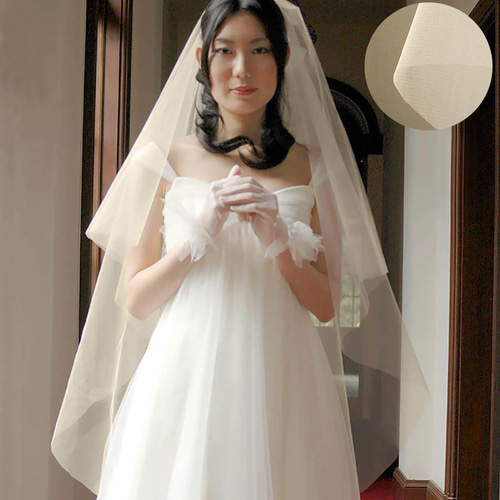 ウエディングベール ベール 長めショート ミドル 後ろ120cm 裁ちきり