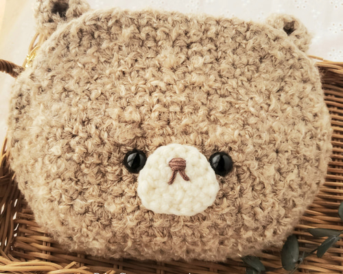 あちゃちゅむ　ツインベア　ファーポーチ　黒　クマ　ぬいぐるみポーチ あちゃちゅむ】くまちゃん密集地帯‼‼くまちゃんファーポーチ |