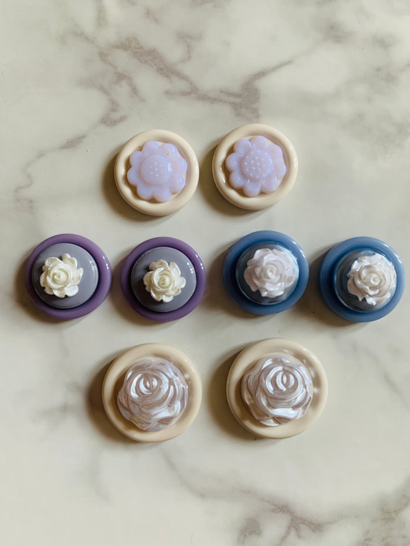 No.1400   ボタンカボション　4ペアセット　ピアス・イヤリング・バレッタ・ブローチ等に 4枚目の画像