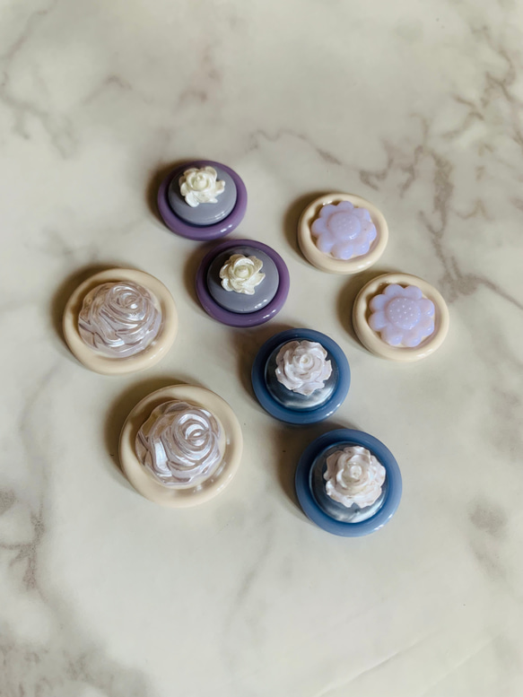 No.1400   ボタンカボション　4ペアセット　ピアス・イヤリング・バレッタ・ブローチ等に 3枚目の画像