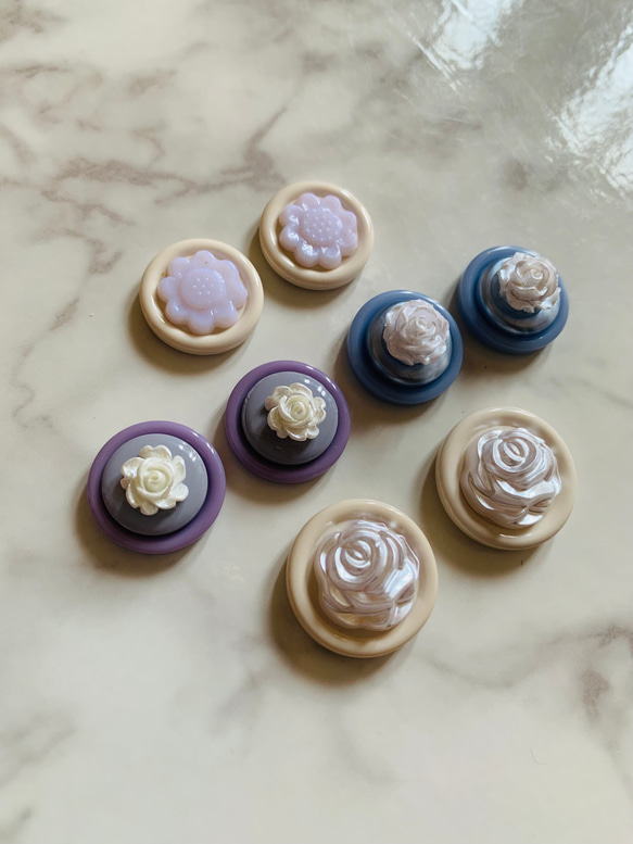 No.1400   ボタンカボション　4ペアセット　ピアス・イヤリング・バレッタ・ブローチ等に 2枚目の画像