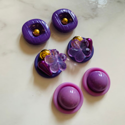 No.1402   ボタンカボション　3ペアセット　ピアス・イヤリング・バレッタ・ブローチ等に 2枚目の画像