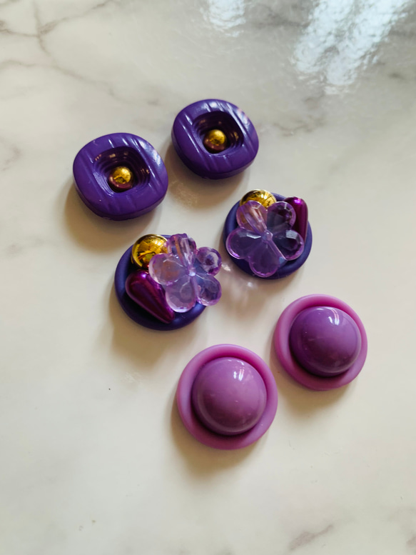 No.1402   ボタンカボション　3ペアセット　ピアス・イヤリング・バレッタ・ブローチ等に 2枚目の画像