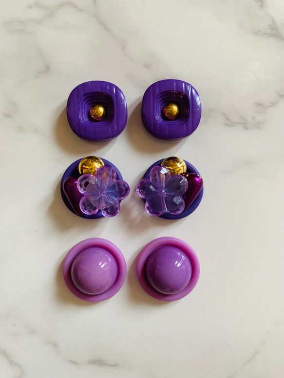 No.1402   ボタンカボション　3ペアセット　ピアス・イヤリング・バレッタ・ブローチ等に 1枚目の画像