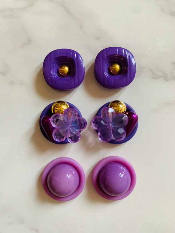 No.1402   ボタンカボション　3ペアセット　ピアス・イヤリング・バレッタ・ブローチ等に 4枚目の画像