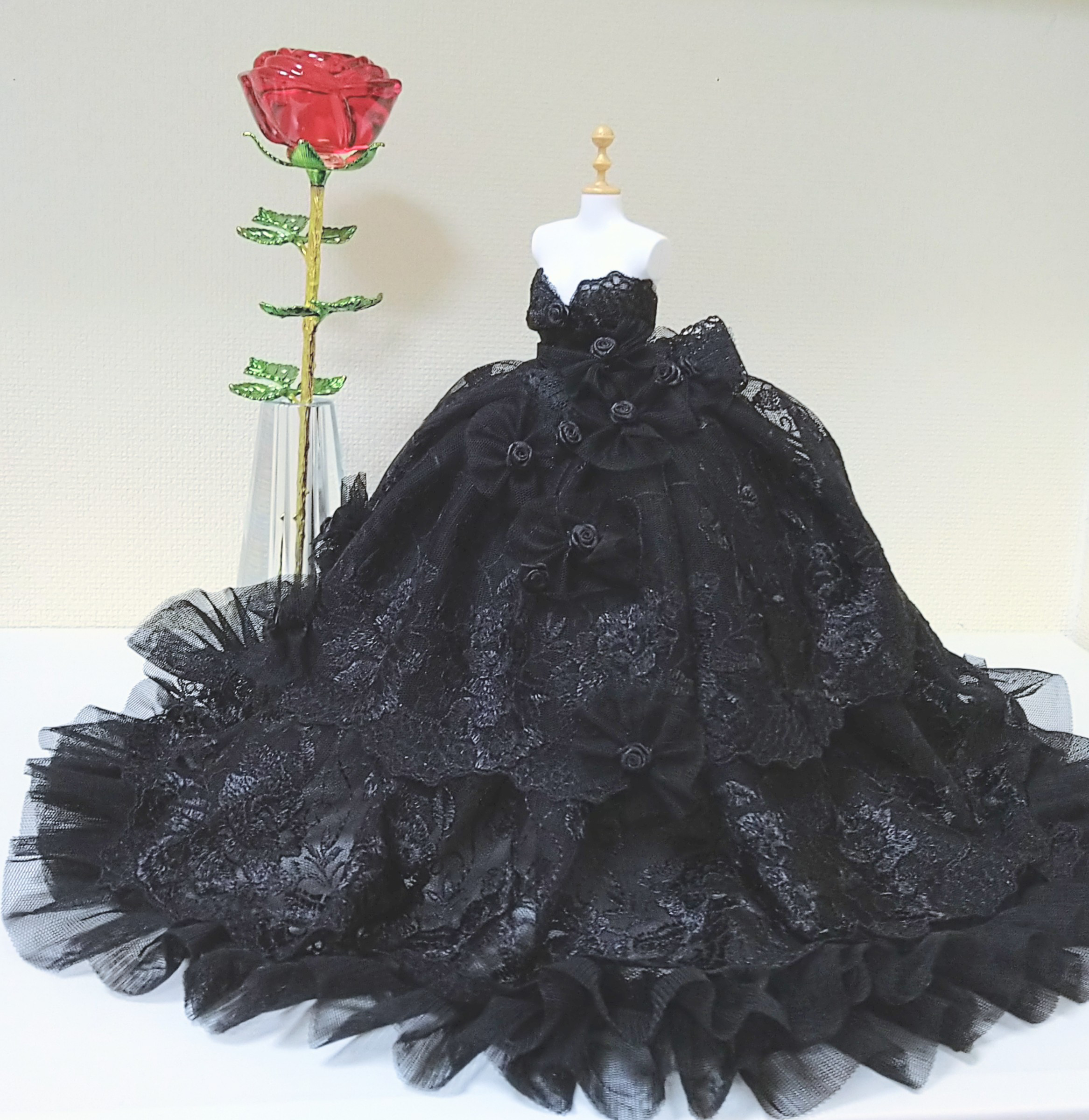 現品限り!!!【送料込み♪】一点物【新品未使用】豪華♡黒薔薇×レース　和装ベルト 現品限り!!!【送料込み♪】一点物【新品未使用】豪華♡黒薔薇×レース　和装ベルト