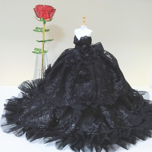結婚式 ドレス ブラック レース バラ アイティ aity ケミカルレース×ハシゴレース切替ドレス 結婚式
