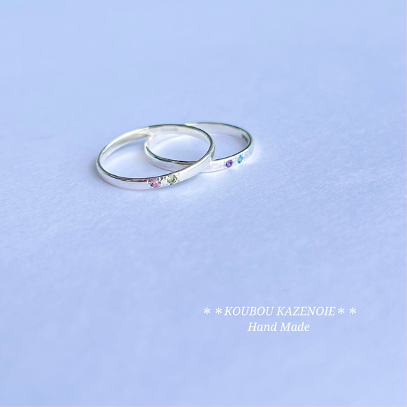 2石入り登場♪silver950製◆選べる♪小さな天然石のリング◆1号から制作可能♪　受注制作　 11枚目の画像