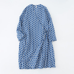 藍白印花 日系系帶洋裝 鹽縮純棉克萊因藍連衣裙 防曬薄外套 第2張的照片