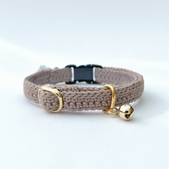 お花　シック　猫さんにやさしい首輪【かぎ針編み　猫の首輪　猫　首輪　セーフティバックル　アジャスター　軽い】 14枚目の画像